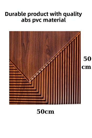 Renkli Duvarlar Brown 50X50Cm 1Pcs 3D Abs Striped Pattern Pvc Durable Wall Panel Erasable Paintable