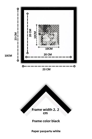 Araste Square Photo Frame - 20X20 cm with Real Glass and Pasture