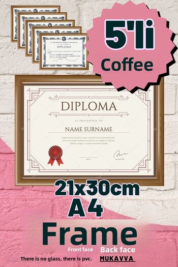 CreaWitch 5 Pieces A4 Brown Pvc Framed Document Certificate Photo Picture