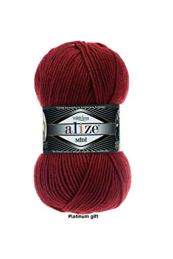 Alize ( 5 Pieces ) Superlana Midi 56 Red Hand Knitting Threads Vest Cardigan Thread Scarf Sweater Thread