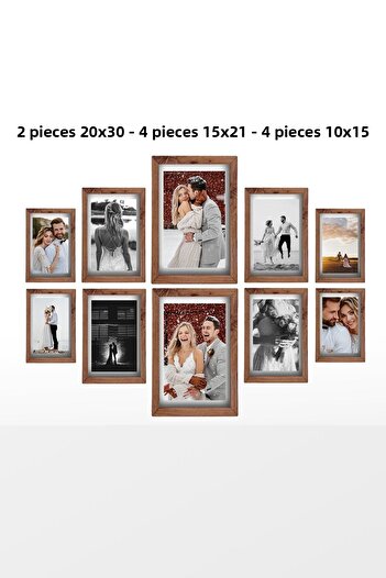 yhfoto Multiple Frame Wooden MDF PVC Photo Frame - 2 Pieces 20x30 - 4 Pieces 15x21 - 4 Pieces 10x15