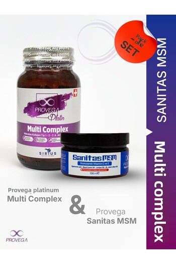 Provega (Set of 2) Platinum Multi Complex Hydrolyzed Collagen & Sanitas Msm Cream - Pain - Edema - Swelling