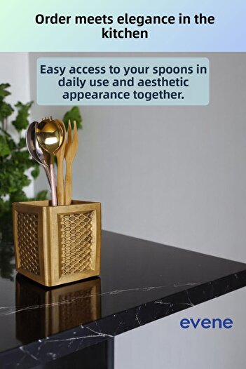 Evene Countertop Cutlery Decorative Vertical Cutlery Cylinder Cutlery Gold Antique Color Model 86