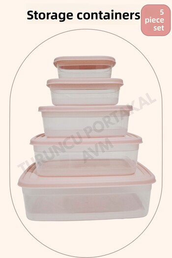 Turuncu Portakal Storage Container with Lid (Set of 5) Kitchen Organizer Rectangular Organizer