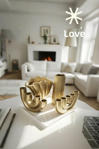 SEVMİNE ✨ Set de 4 vaze și suporturi pentru lumânări Golden Ahenk – Seria de decorațiuni aurii boeme și scandinave