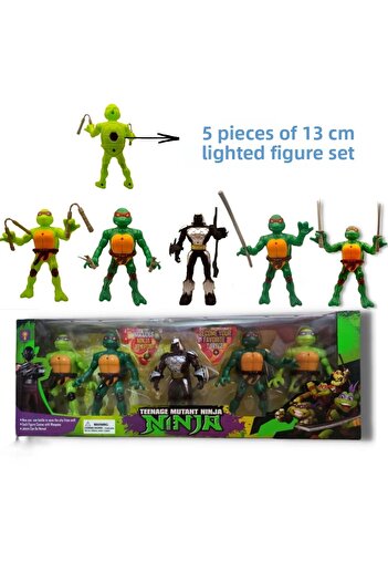 LRS STORE Ninja Turtles Toy Figure Set Set of 5 with Accessories, Lighted, Movable, Quality Ninja Turtles