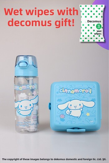 Cınnamoroll New Season Licensed Cinnamorol with Dekomus 500 ml Bottle and 2-Layer Lunch Box / Lunch Box "Wet