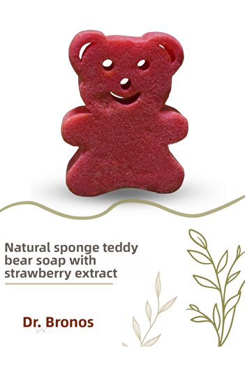 Dr.Bronos Strawberry Extract Natural Sponge Teddy Bear Soap 135 Gr