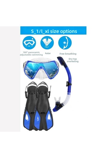 TechTic Snorkeling Set with Paddles Scuba Diving Equipment Fin Diving Goggles Set 37-41(S-M)42-47(L-Xl)