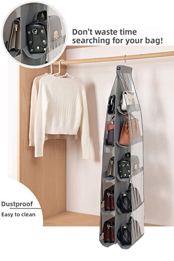 FORSACE 10 Pockets In-Cabinet Bag and Shoe Organizer Large Volume Organizer with Transparent Windows 125cmx37cm