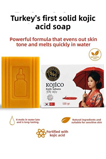 Sabuncu Hacı Solid Kojic Acid Soap, Anti-Blemish Kojic Acid Soap with Turmeric and Kojic Acid Effect 120 Gr