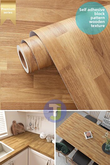Technojet Self Adhesive Textured Wood Look Premium Kitchen Wall Cabinet Finish 60Cmx100Cm