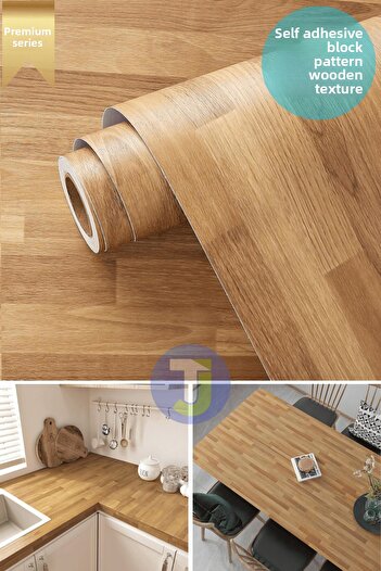 Technojet Self Adhesive Textured Wood Look Premium Kitchen Wall Cabinet Finish 60Cmx300Cm