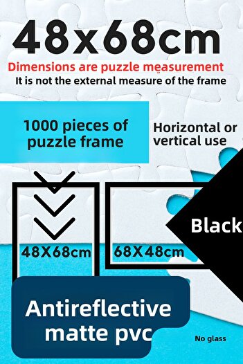 CreaWitch Puzzle Frame - 48X68 cm 1000 Pieces Color Black Brown Gold White Transparent Pvc