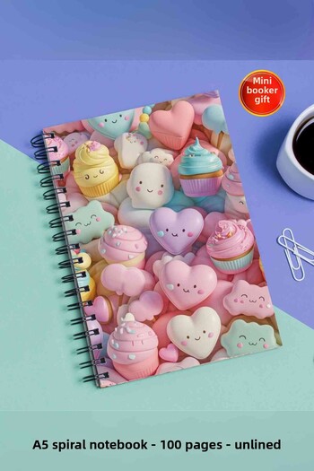 SevindirenŞeyler دفتر ملاحظات Sweet Clouds Hearts مقاس A5 بغلاف معدني حلزوني غير مسطر من الورق المقوى