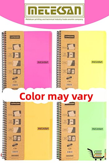 Meteksan Capricorn Neon Series A4 3+1 Subject 120 Sheets Plastic Cover School Notebook