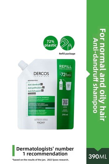 Vichy Dercos Anti-Dandruff Hair Care Shampoo for Normal/Oily Hair Refill Package 390 ml