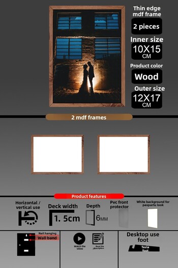 yhfoto 2 Pieces 10X15 Frame - Thin Slatted Frame - Wooden Frame - 6mm Frame - Photo Frame