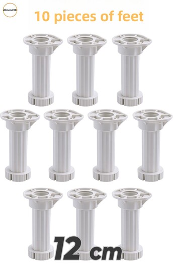 Badem10 Picioare reglabile din plastic, 10 bucăți, 12 cm, pentru dulapuri, mobilier, bancă, picioare de ridicare