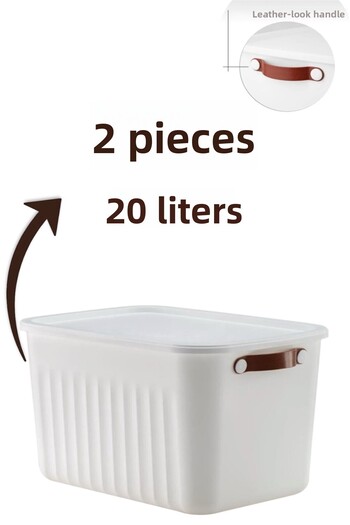 Bayev Set of 2 White 20 Lt Boxsis Mega Size Multi-Purpose Box with Lid Closet Organizer Organizer-Hobby Box