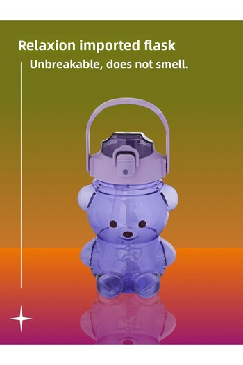 Relaxion Purple Flask with Neck Hanger, Gift, Imported Luxury Teddy Bear 1100 Ml. (449)