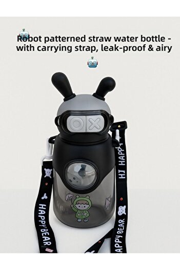 madam gold Cute Teddy Bear Water Bottle – Cheerful Design with Orange Detail 750 ml