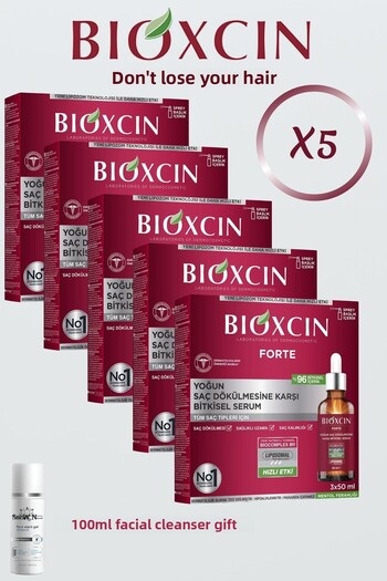 Bioxcin Intensive Anti-Shedding Herbal Forte Serum 3 X 50ml 5Pcs + 100ml Facial Cleanser Gift