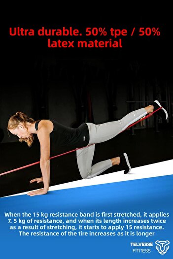 Venenon 15kg Barfiks Lastiği Gym Resistance Band Training Muscle Building Band Red (Medium Hard)