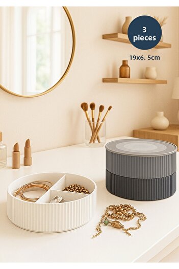 HOMİNG Multi-Purpose 3-Piece Make-up Kitchen Box Organizer Set with Lid Org-2007
