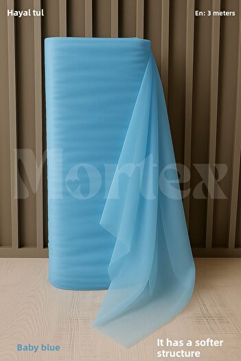 Mortex Tul Baby Blue Dream 100x300 cm | Țesătură pentru logodnă, henna, nuntă, pachet, ușă și ornament de petrecere