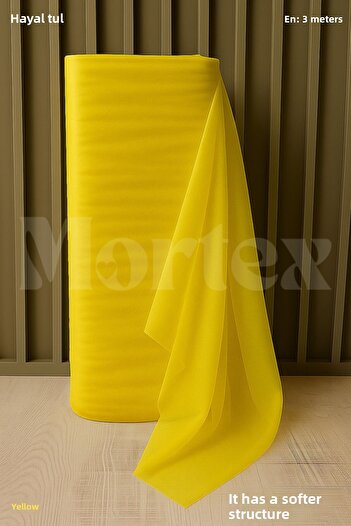 Mortex Yellow Dream Tulle 100X300 cm | Engagement, Henna, Wedding, Bundle, Door and Party Decoration Fabric