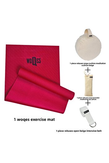 WOQES Basic Exercise Set– Exercise Mat, Meditation Cushion, Yoga Belt, Eye Pillow