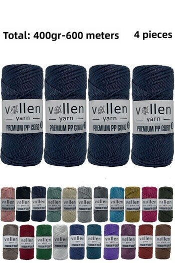 vollen yarn 600m Πολυεστερικό νήμα μακραμέ, νήμα Supla, νήμα τσάντας, νήμα βραχιολάκι, μακραμέ, μπλε ναυτικό 1,5mm-400gr