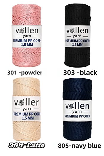vollen yarn 600m Πολυεστερικό νήμα μακραμέ, νήμα Supla, νήμα τσάντας, νήμα βραχιολάκι, μακραμέ, μπλε μωρό 1,5mm-400gr