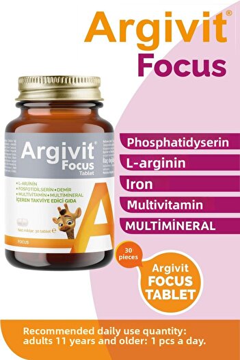 Argivit  Focus Phosphatidilcerin, L-Arginine, Multivitamin and Multi-Mineral 30 Tablet 1 Pieces