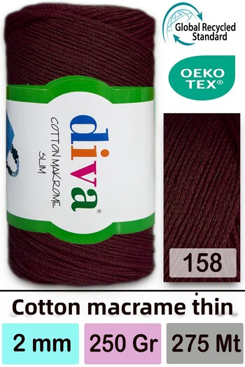 Diva İplik Diva Cotton Macrame Thin 158 Eggplant