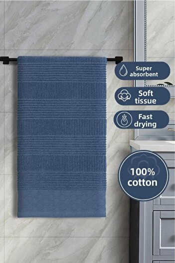 Karna Home Cotton Single Towel Jacquard Karna Home Ruma 70X140 cm - Indigo