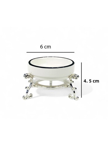 EVSTYLE 2-Piece Footed Porcelain Turkish Delight Bowl - Silver