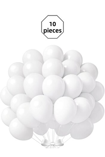 Bunloon White Balloon 10 Pieces Pastel Color – Stylish Party and Organization Decoration Set