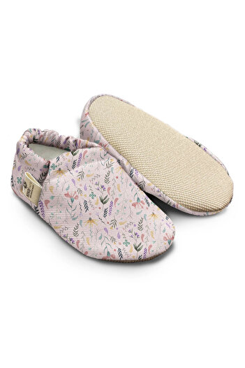 Kokopatik ,Non-Slip Sole,Organic Cotton Home Nursery Booties,Pink Spring Patterned Booties