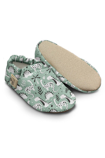 Kokopatik ,Non-Slip Sole,Organic Cotton Home Nursery Booties Green Dino Organic Cotton Nursery-Home Booties