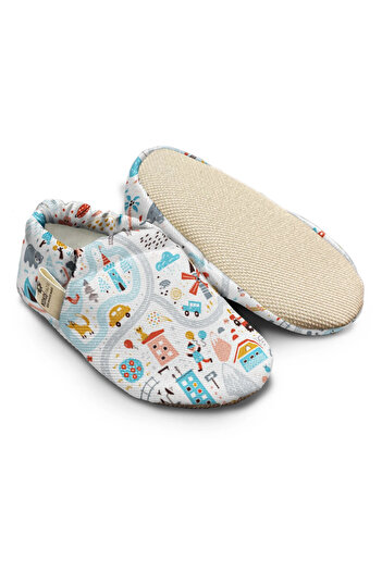 Kokopatik ,Non-Slip Sole,Organic Cotton Home Nursery Booties,Utopia Patterned Booties