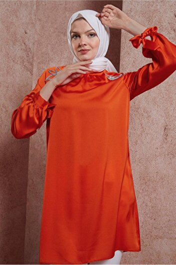 Alvina Satin Tunic - Stone Printed, Model 44586