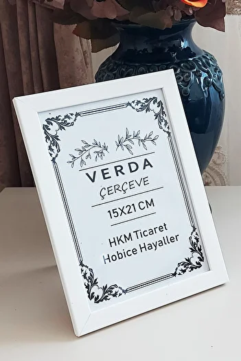Verda Çerçeve 15X21 cm Photo Frame! Decorative Desktop Frame with Wooden Legs and Pvc Glass!
