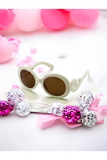 MACERATİ Twisted Unisex Cream Oval Frame Uv400 Kids Sunglasses