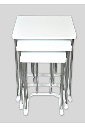 usta mekan Tokyo Gümüş Beyaz Mdf 4 lü Set Kare C Zigon