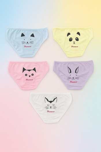 Katia&Bony Girl's Animal Printed 5-Piece Slip Panties