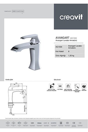 Creavit Ag1500 Avangart Luxury Sink Fixture Faucet