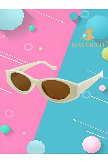 MACERATİ Cateye Unisex Cream Oval Frame Uv400 0-10 Years Children's Sunglasses