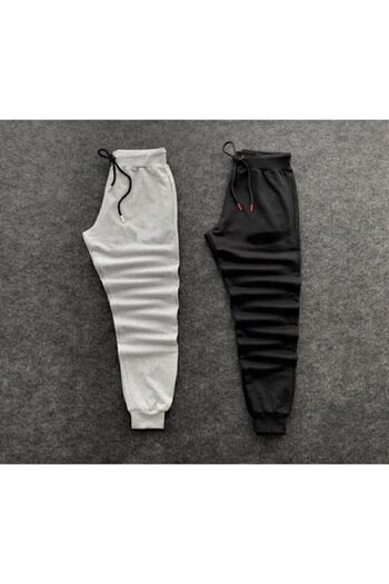NewCabin Winter Unisex Raised Sweatpants - Γκρι και Μαύρο Σετ 2 τεμαχίων